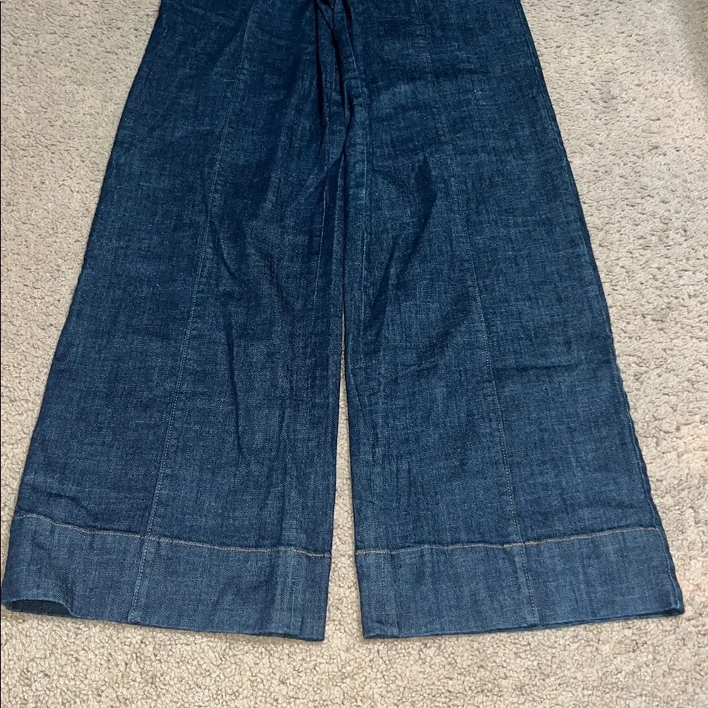 Anthropologie Pilcro & The Letterpress Denim Overall Bib Jumpsuit‎ Plunging V 2
